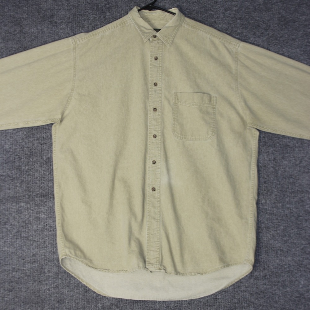 Orvis Button Down Shirt Mens XL Tan Long Sleeve Cotton Outdoor Casual